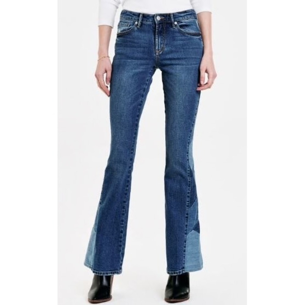Dear John Rosa Flare Jeans Size 26 Patchwork Two Tone Y2K Flared Denim